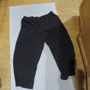 Eileen Fisher Knit Wide Leg Cropped Pants  L choc brown pull on viscose nylon